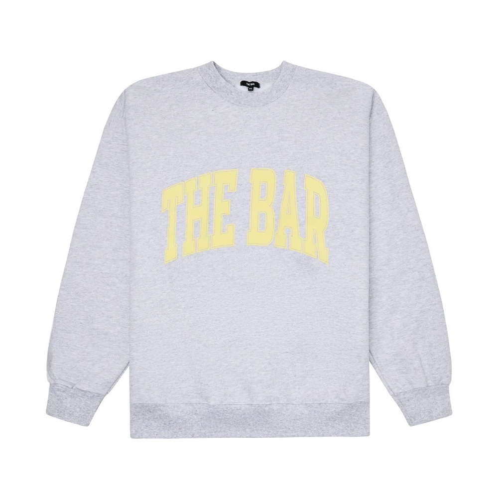 Gray Sweatshirt with yellow 'THE BAR' Print